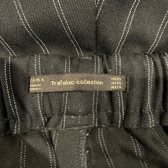 Zara Women's Elastic Waist Pull On Trouser Pant Side Stripe Navy Stripe Size XS - Picture 8 of 8